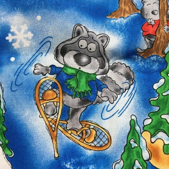 Christmas Fabric Moose Camping Log Cabin 100% Cotton Winter Colourful Fabricland - Picture 7 of 10